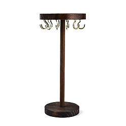 Кокосово-Коричневый Плоский круглый деревянный держатель-органайзер для очков, с 12шт. золотистых железных крючков, кокосового коричневый, 11.5x25 см