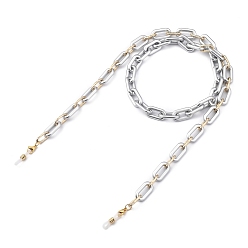 Silver Eyeglasses Chains, Neck Strap for Eyeglasses, with Spray Painted CCB Plastic & Aluminum Cable Chains, 304 Stainless Steel Lobster Claw Clasps and Rubber Loop Ends, Silver, 31.1~31.4 inch(79~80cm)