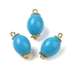 Темно-Голубой Акриловые подвески, с медными петлями, овальные, глубокое синее небо, 19.5x10.5 мм, отверстие : 1.8 мм