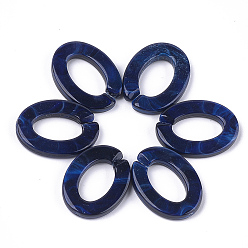 Dark Blue Acrylic Linking Rings, Quick Link Connectors, For Jewelry Chains Making, Imitation Gemstone Style, Oval, Dark Blue, 24.5x18.5x4mm, Hole: 14.5x9mm, about: 440pcs/500g