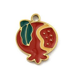Pomegranate 304 нержавеющей стальной эмали подвески, ионное покрытие (ip), золотые, гранат, 13.5x11x1.5 мм, отверстие : 1.5 мм