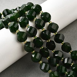Темно-Зеленый Нити бусин из натурального кварца окрашенные, граненые, с бисером, твист, темно-зеленый, 10x9~10x9~10 мм, отверстие : 1 мм, около 33~34 шт / нитка, 15.04''~15.35'' (38.2~39 см)
