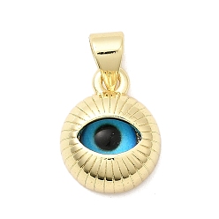 Настоящее золото 18K Подвески из латунной смолы, злые глаза, долговечный, стойки покрытие, без свинца и без кадмия, реальный 18 k позолоченный, 13x10.5x5 мм, отверстие : 4x3.5 мм
