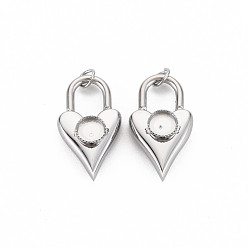 Нержавеющая Сталь Цвет 304 Настройки эмали нержавеющей стали кулон, сердце, цвет нержавеющей стали, 20.5x11.5x5 мм, Перейти кольцо: 4x0.5 мм, 2.5 мм внутренним диаметром