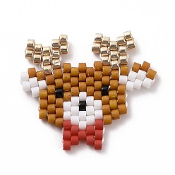 Deer Handmade MIYUKI Japanese Seed Loom Pattern Seed Beads, Christmas Theme Pendants, Deer Pattern, 20x23x1.7mm