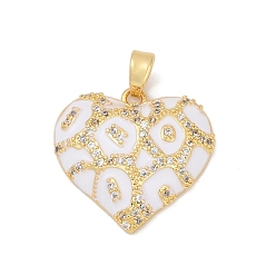 Сердце Латунные микро проложить кубического циркония подвески, с эмалью, сердце, 19x20x5 мм, отверстие : 4.5x3 мм