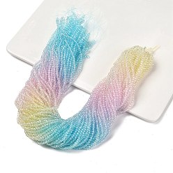 Разноцветный Прозрачные окрашенные стеклянные бусины, граненые, рондель, красочный, 2.6x2.5 мм, отверстие : 0.5 мм, около 135~140 шт / нитка, 26~27 см