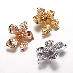 (52) Непрозрачная лаванда Долговечные латунные подвески, цветок, без кадмия, без никеля и без свинца, разноцветные, 19x15.5x5 мм, отверстие : 1 мм
