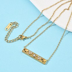 Rectangle 304 ожерелья из нержавеющей стали со стразами для женщин, прямоугольные, 15.83 дюйм (40.2 см)