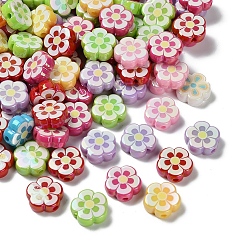 (52) Непрозрачная лаванда УФ-покрытие, напечатанное на непрозрачных акриловых бусинах, радужный, цветок, разноцветные, 17x18x6.5 мм, отверстие : 2.5 мм