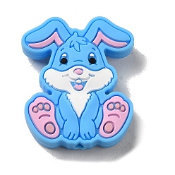 Темно-Голубой Силиконовые бусины, кролик, глубокое синее небо, 28.5x24x9 мм, отверстие : 2.5 мм
