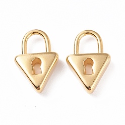 Golden 304 Stainless Steel Pendants, Triangle Lock, Golden, 16.5x11x3.5mm, Hole: 3.5x4mm