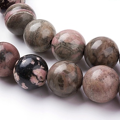 Rhodonite Natural Rhodonite Beads Strands, Round, 18mm, Hole: 2mm, about 22pcs/strand, 15.1 inch(38.5cm)