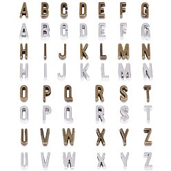Mixed Color Tibetan Style Antique Bronze & Antique Silver Plated Alloy Letter Slide Charms, Mixed Color, 10.5x2~8x4mm, Hole: 2mm