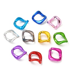 Mixed Color UV Plated Acrylic Linking Rings, Quick Link Connectors, Square, Mixed Color, 32x30x6mm, Inner Diameter: 22x14.5mm