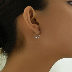 Серебро Классические винтажные латунные серьги-кольца рондель, серебряные, 15x14 мм