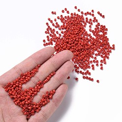 Red Glass Seed Beads, Opaque Colours Seed, Small Craft Beads for DIY Jewelry Making, Round, Red, 3mm, Hole:1mm, about 10000pcs/pound