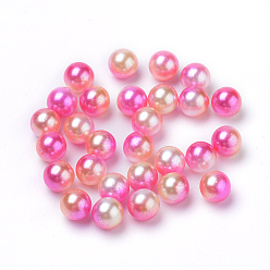 Hot Pink Rainbow Acrylic Imitation Pearl Beads, Gradient Mermaid Pearl Beads, No Hole, Round, Hot Pink, 6mm, about 5000pcs/500g