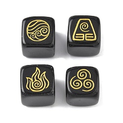 Обсидиан 4шт 4 стили натуральный обсидиан дисплей украшения, фигурка для украшения дома, энергетический камень рейки для исцеления, куб с символами воздуха, пожар, элементы воды и почвы, 15.5x15x15 мм, 1 шт / стиль