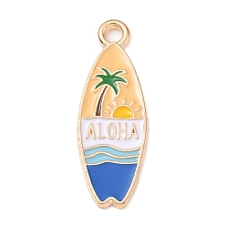Sandy Brown Alloy Enamel Pendants, Oval with Tree Charms, Light Gold, Sandy Brown, 24x8x1mm, Hole: 1.8mm