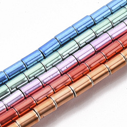 (52) Непрозрачная лаванда Гальванические немагнитная синтетический гематит бисер пряди, колонка, разноцветные, 6x4 мм, отверстие : 0.7 мм, около 66 шт / нитка, 15.94 дюйм (40.5 см)