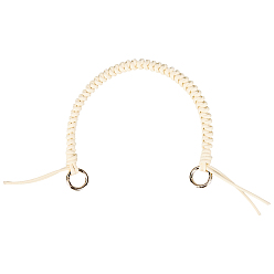 White Polyester Braided Cord Bag Handles, with Alloy Swivel Clasps, for Bag Handle Replacement Accessories, Light Gold, White, 350x13.5x10.5mm