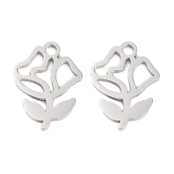 Цветок Не тускнеющие 316 подвески из нержавеющей стали, лазерная резка, цвет нержавеющей стали, цветок, 14x10.5x1 мм, отверстие : 1.5 мм