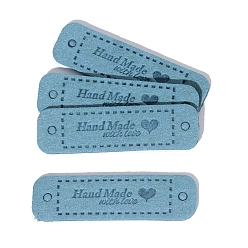 Стально-синий Прямоугольник со словом ручная работа с любовью этикетка из искусственной кожи, для джинсов своими руками, , обуви, аксессуары для шляп, стальной синий, 55x15 мм
