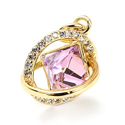 Настоящее золото 18K Латунные микро проложить кубического циркония подвески, долговечный, со стеклом, реальный 18 k позолоченный, 15x12.5x12 мм, отверстие : 3.6 мм