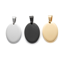 Mixed Color 304 Stainless Steel Pendants, Stamping Blank Tag, Mirror Polished Finish, Oval, Mixed Color, 27.8x18.8x3mm, Hole: 4.5x8mm