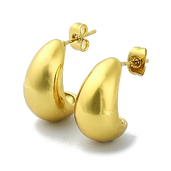 Золотой Ионное покрытие (ip) 304 серьги-гвоздики из нержавеющей стали, слеза, золотые, 19x10.5 мм