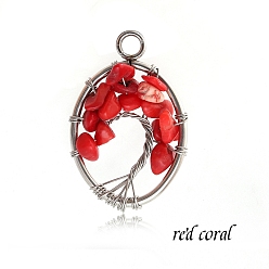 Синтетический Коралл Подвески из синтетического коралла с проволокой из нержавеющей стали, овальные, 30x25 мм