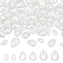 Белый 60шт. 3 стили нитей из полированных жемчужных бусин из ракушек, слеза, белые, 6~10.5x4~7.5 мм, отверстие : 0.5~0.8 мм, 20 шт / стиль