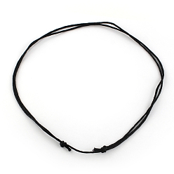 Black Waxed Cotton Cord Necklace Making, Adjustable Length, Black, 18.9 inch~38.5 inch