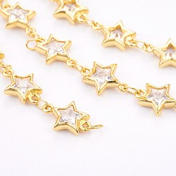 Золотой Кубические циркониевые бисероплетения, пайки, с латунной фурнитурой , долговечный, звезда, золотые, 12x9x3 мм