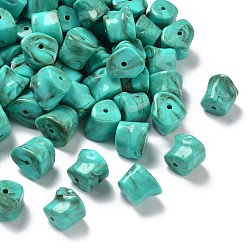 Бирюза Акриловые шарики Gemstone имитация, самородки, два тона, бирюзовые, 16x20x17~17.5 мм, отверстие : 2.5 мм, Около 125 шт / 500 г