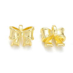 Echt 18 k vergoldet Rack Überzug Messing Charme, cadmiumfrei und bleifrei, langlebig überzogen, Bowknot-Charme, echt 18 k vergoldet, 8x10x7.5 mm, Bohrung: 3 mm