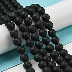 Black Onyx Бусины из натурального черного оникса, граненые круглые, окрашенная и подогревом, матовые, 8 мм, отверстие : 1 мм, около 49 шт / нитка, 15.1 дюйм