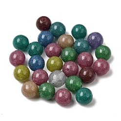 Gemischte Farbe Undurchsichtige Harz- und Glitzerpuderperlen, Runde, Gemischte Farbe, 16 mm, Bohrung: 2.5 mm