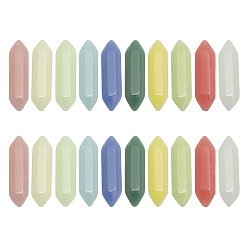 (52) Непрозрачная лаванда 20шт. 10 цвета синтетический светящийся камень двойные концы, светится в темноте, без отверстия , разноцветные, 33x9.5x8.5 мм, 2 шт / цвет