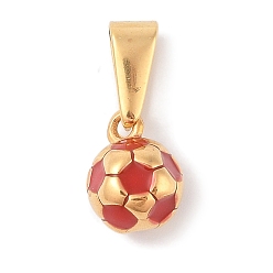 Красный 304 подвески из нержавеющей стали, с эмалью, футбольное очарование, золотые, красные, 10x8x8 мм, отверстие : 5x2.5 мм