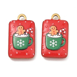 Gingerbread Man Рождественские принты 304 подвески из нержавеющей стали, с эмалью, ионное покрытие (ip), реальный 18 k позолоченный, прямоугольник с подвесками в виде пряничного человечка, 22x14.5x4 мм, отверстие : 2 мм