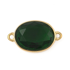 Темно-Зеленый 304 подвески-подвески из нержавеющей стали с кубическим цирконием и овальной коннекторной подвеской, вакуумное покрытие pvd, реальный 18 k позолоченный, темно-зеленый, 22.5x13x6 мм, отверстие : 1.6 мм