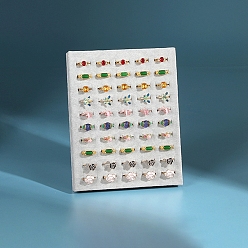 Гейнсборо 50-слотовая бархатная прямоугольная рамка для демонстрации колец ювелирных изделий, кольца держатель для органайзера ювелирных изделий, светло-серые, 24x19x2.8 см