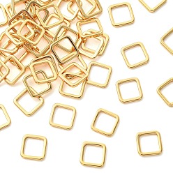 Chapado en Oro Real 18K Anillos de eslabones de latón Shegrace, plaza, sin cadmio, plomo, níquel, real 18 k chapado en oro, 8x8x1 mm, tamaño interno: 6.5x6.5