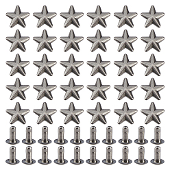 Plata Antigua 200 Bolsas de remaches decorativos de aleación de zinc, remache de colisión, para manualidades en cuero, estrella, plata antigua, 10x9.5x4.3 mm, agujero: 2.7 mm