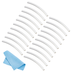 Серебро 925 серебро бусы трубка, изогнутые бусины труб, серебряные, 20.3x1.5 мм, отверстие : 0.9 мм, 20 шт / коробка