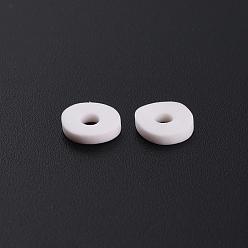 Misty Rose Eco-Friendly Handmade Polymer Clay Beads, Disc/Flat Round, Heishi Beads, Misty Rose, 6x1mm, Hole: 2mm, about 23500pcs/1000g