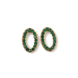 Oval 304 кабошоны со стразами из нержавеющей стали, ионное покрытие (ip), золотые, овальные, 9.5x6x1.5 мм