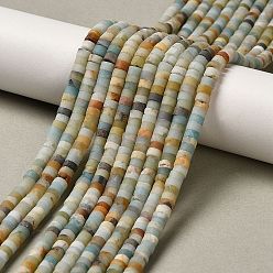 Flower Amazonite Натуральный цветок амазонитовые бусины пряди, матовые, дисковые бусы, Heishi бусы, 4.5x2.5 мм, отверстие : 1 мм, около 156~157 шт / нитка, 14.76~14.96 (37.5~38 см)